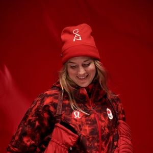 Lululemon team Canada winter Olympic wool blend reversible beanie red